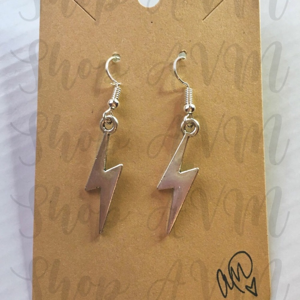 Silver Lightning Bolt Earrings